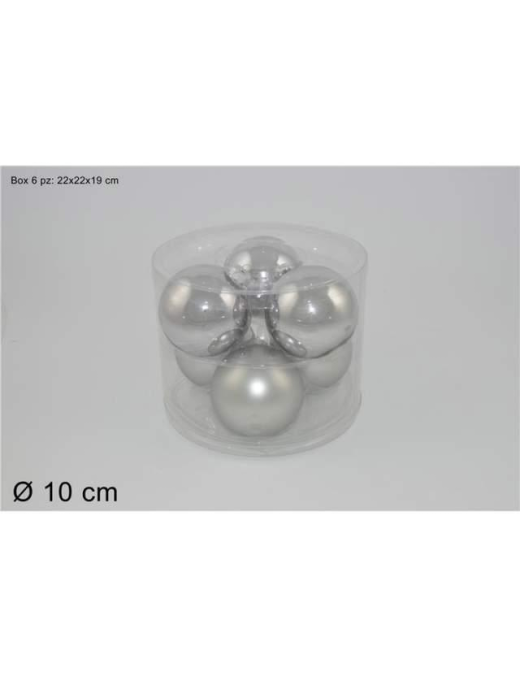 L.VETRO LUC/OPAC ARGEN SFERE 10cm 6pz$$