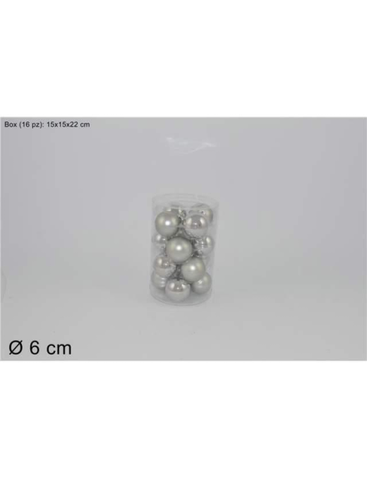 L.VETRO LUC/OPAC ARGEN SFERE  6cm 16pz$$
