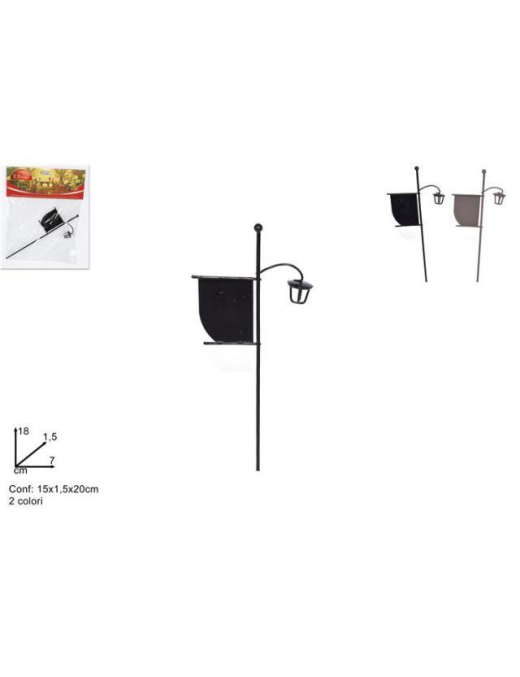 ACC. METALLO LAMPIONE C/INSEGNA 18cm