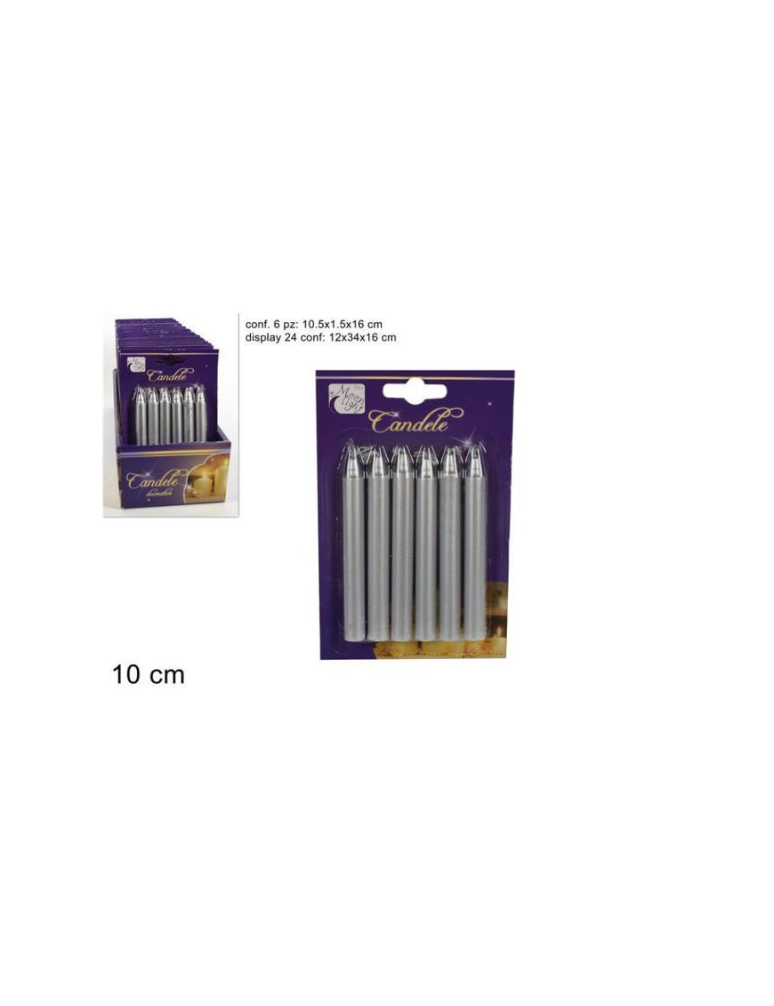 CANDELA MINI METALLIZZATA 6pz 10cm 190