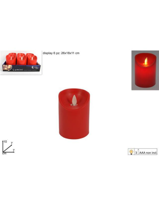 CANDELA LED CON MOVIMENTO FIAMMA ROSSO 10cm