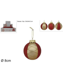 BALL 8cm RED WITH GLITTER