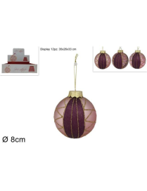8cm PINK BALL WITH GLITTER