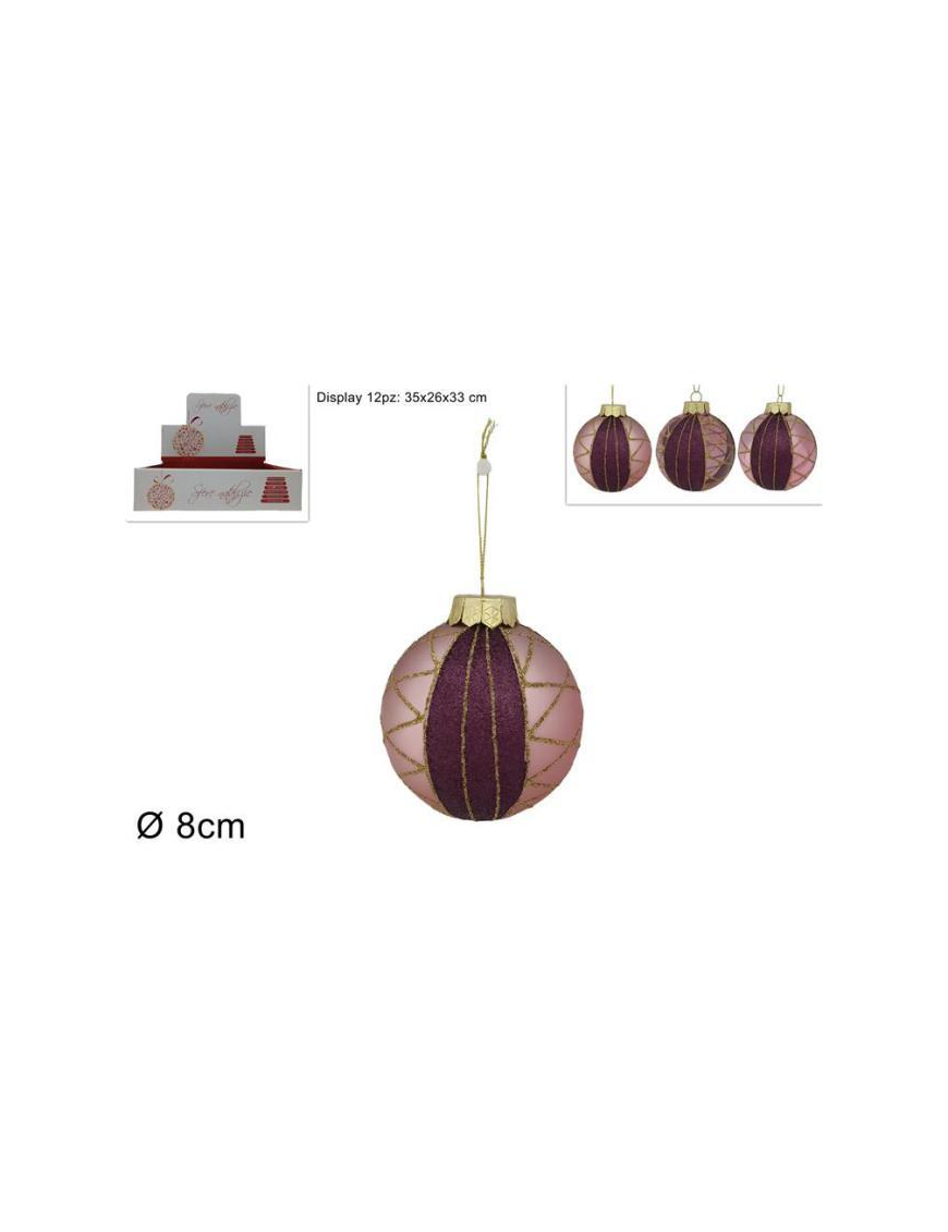 SFERA 8cm ROSA CON GLITTER
