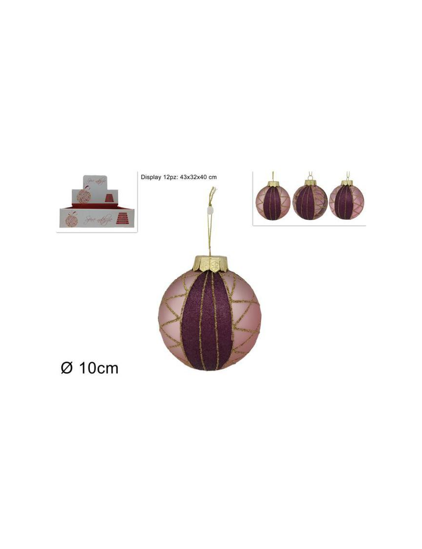SFERA 10cm ROSA CON GLITTER