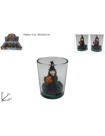 WITCH CANDLE IN GLASS CUP 7cm