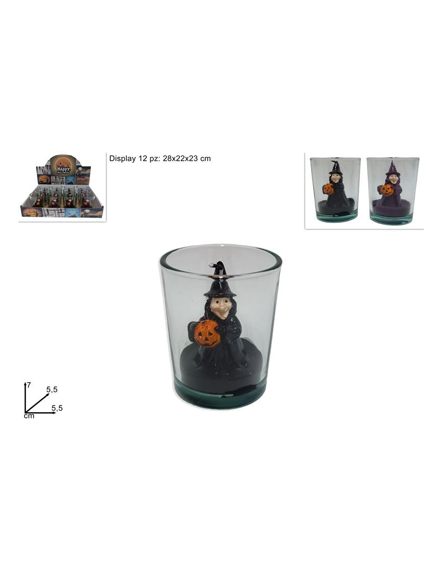 WITCH CANDLE IN GLASS CUP 7cm