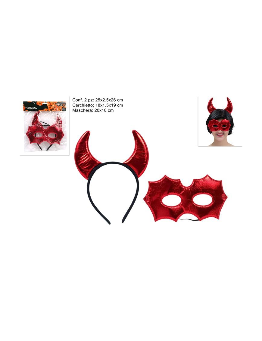 CERCHIETTO+MASCHERA DIAVOLO 2 PEZZI