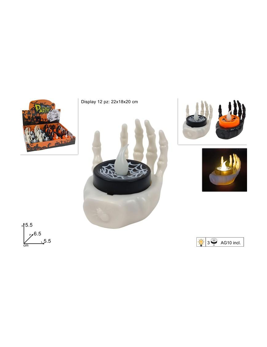 BATTERY POWERED CANDLE SKELETON HAND 6.5cm