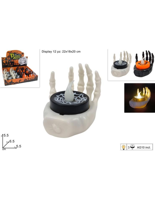 BATTERY POWERED CANDLE SKELETON HAND 6.5cm