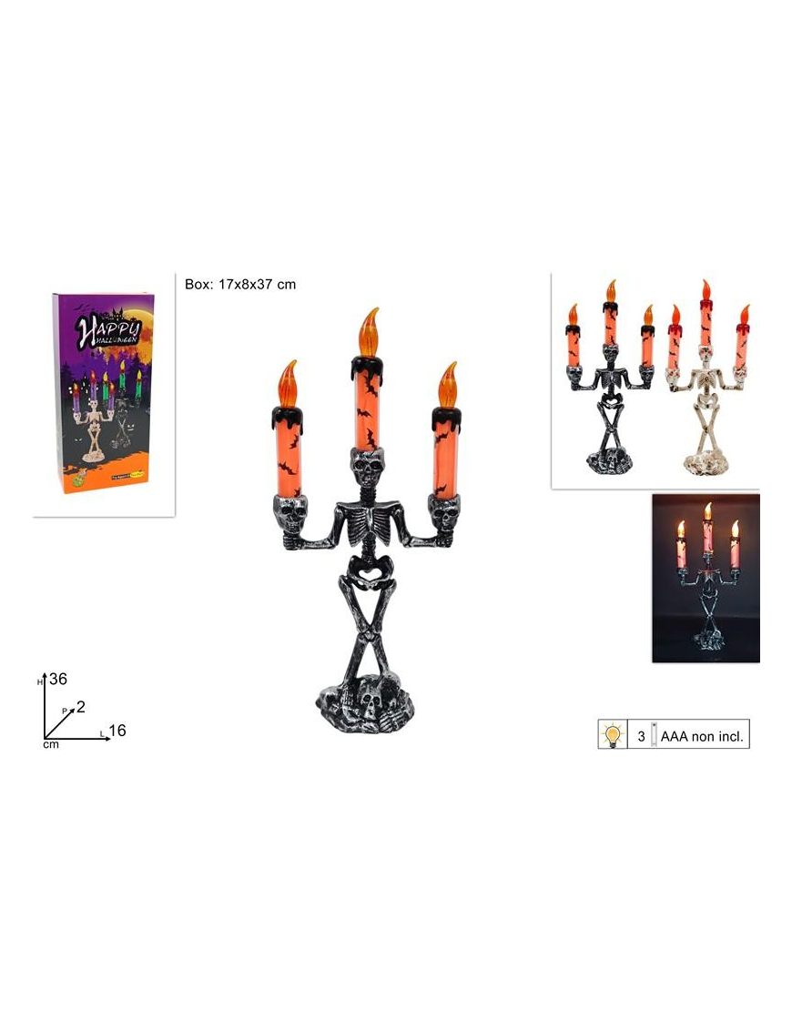 BATTERY POWERED CANDLE SKELETON 36cm