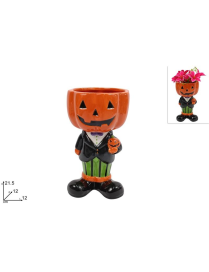 CERAMIC PLANT HOLDER WITH HALLOW SUBJECT 21.5cm