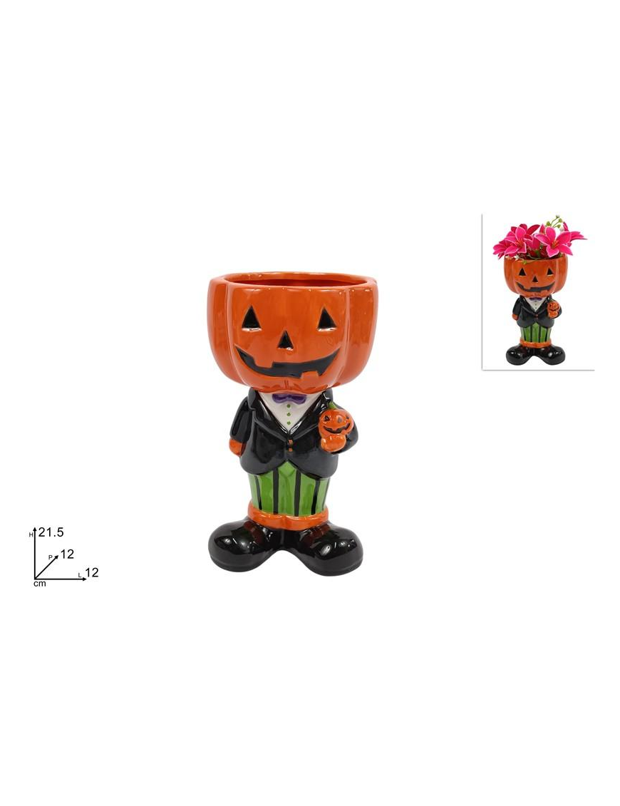 CERAMIC PLANT HOLDER WITH HALLOW SUBJECT 21.5cm