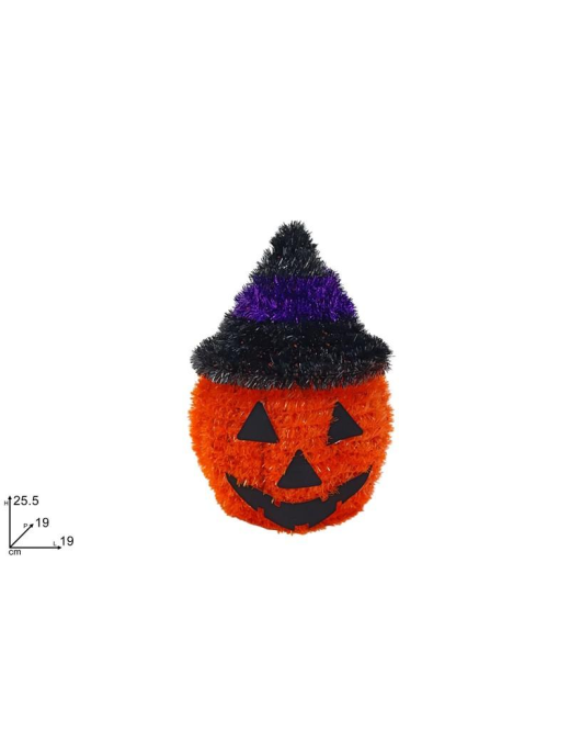 PUMPKIN WITH HAT THREAD DECORATION 19cm