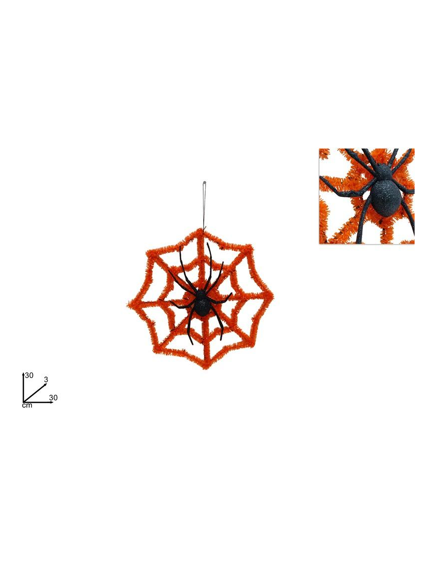 SPIDER WEB THREAD DECORATION WITH SPIDER 30cm