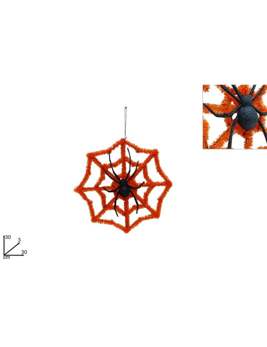 SPIDER WEB THREAD DECORATION WITH SPIDER 30cm