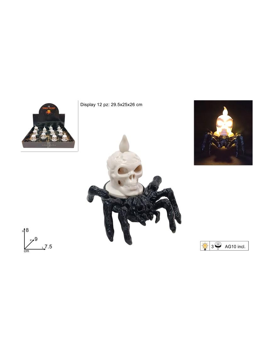 SKULL SPIDER WITH LIGHT 8 cm