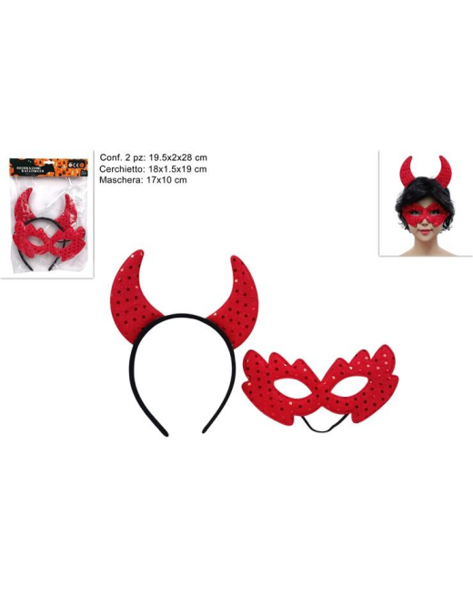 CERCHIETTO DIAVOLO + MASCHERA 2 PEZZI