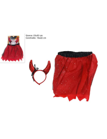 CERCHIETTO DIAVOLO + GONNA ROSSA