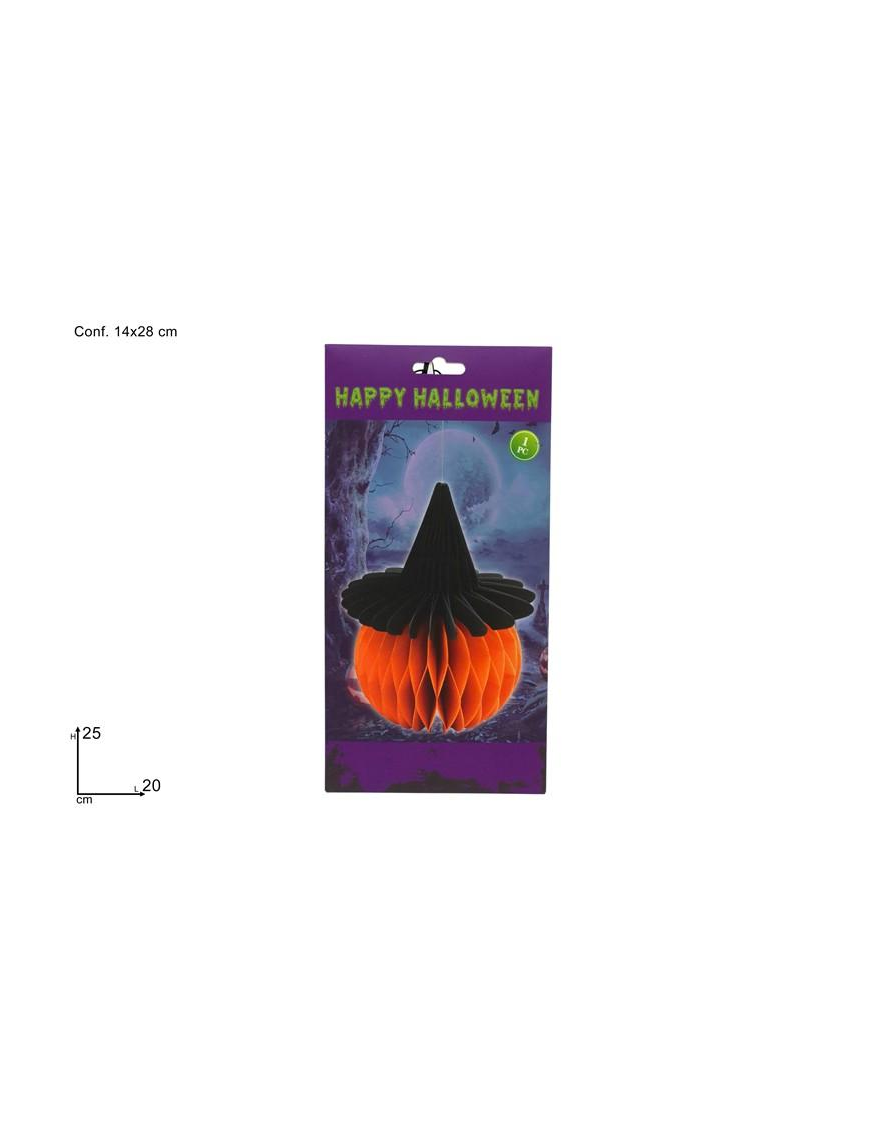 PUMPKIN PAPER FEAST WITH WITCH HAT 25 cm