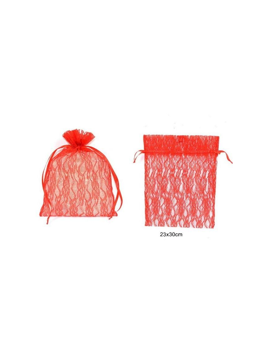 BUSTA MERLETTO ROSSO 30x23cm $$