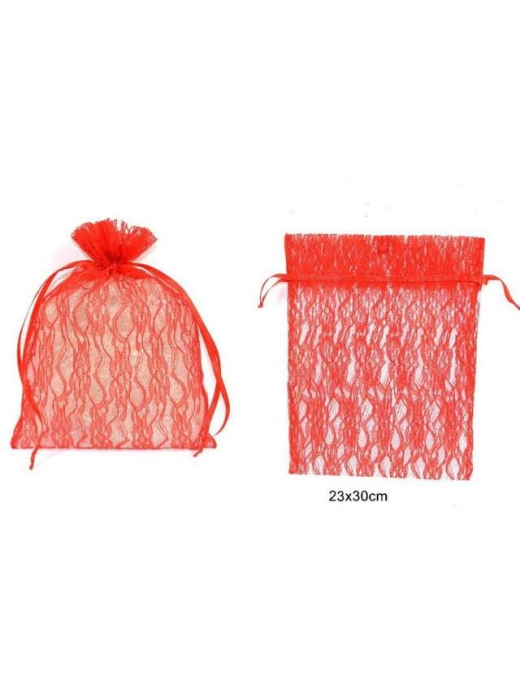 BUSTA MERLETTO ROSSO 30x23cm $$