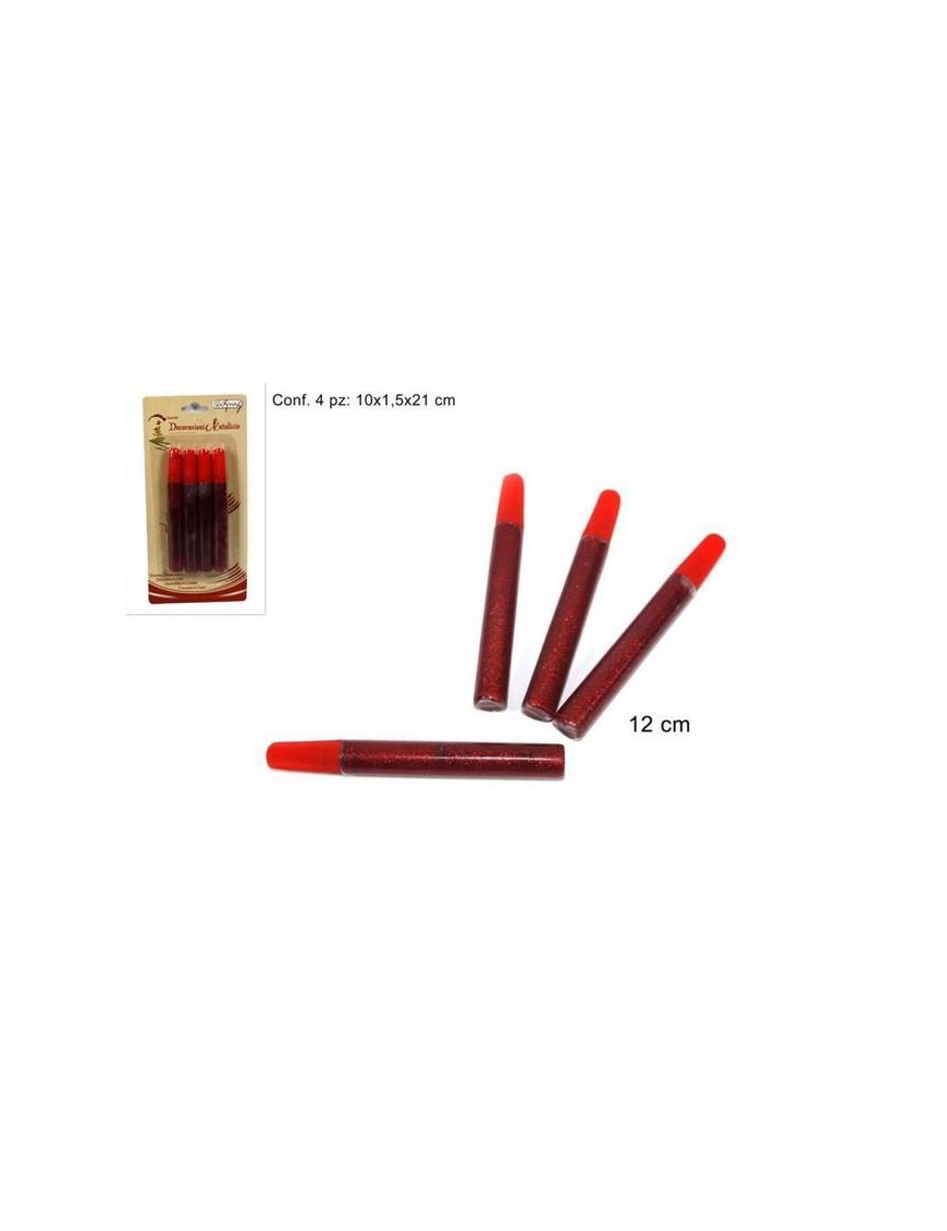 GLITTER TUBES 4 pieces 12cm RED