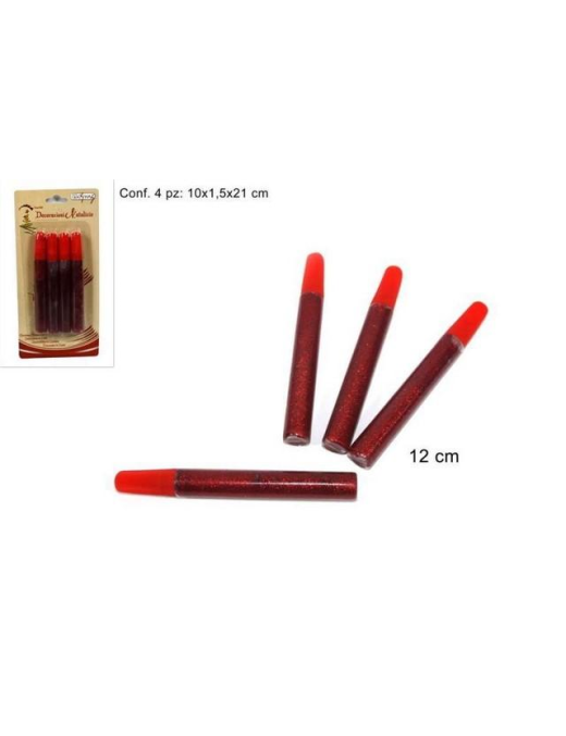 GLITTER TUBES 4 pieces 12cm RED