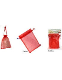 BUSTA ORGANZA ROSSO 13x18cm 5pz $$