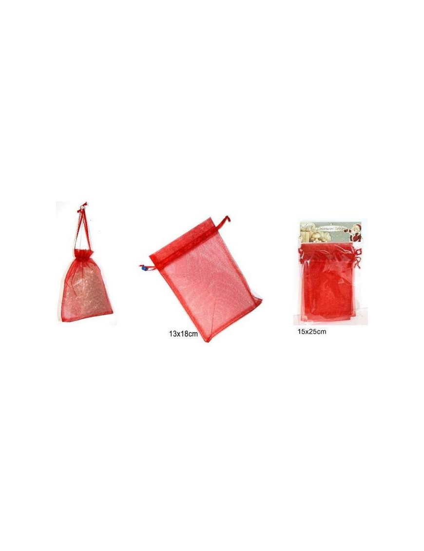 BUSTA ORGANZA ROSSO 13x18cm 5pz $$