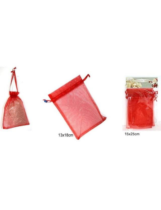 BUSTA ORGANZA ROSSO 13x18cm 5pz $$