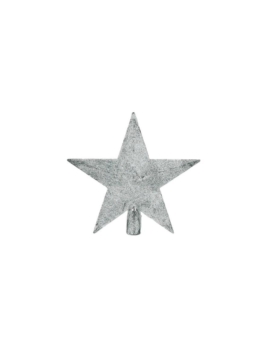 PUNTALE GLITTERATO STELLA ARGENTO 20cm
