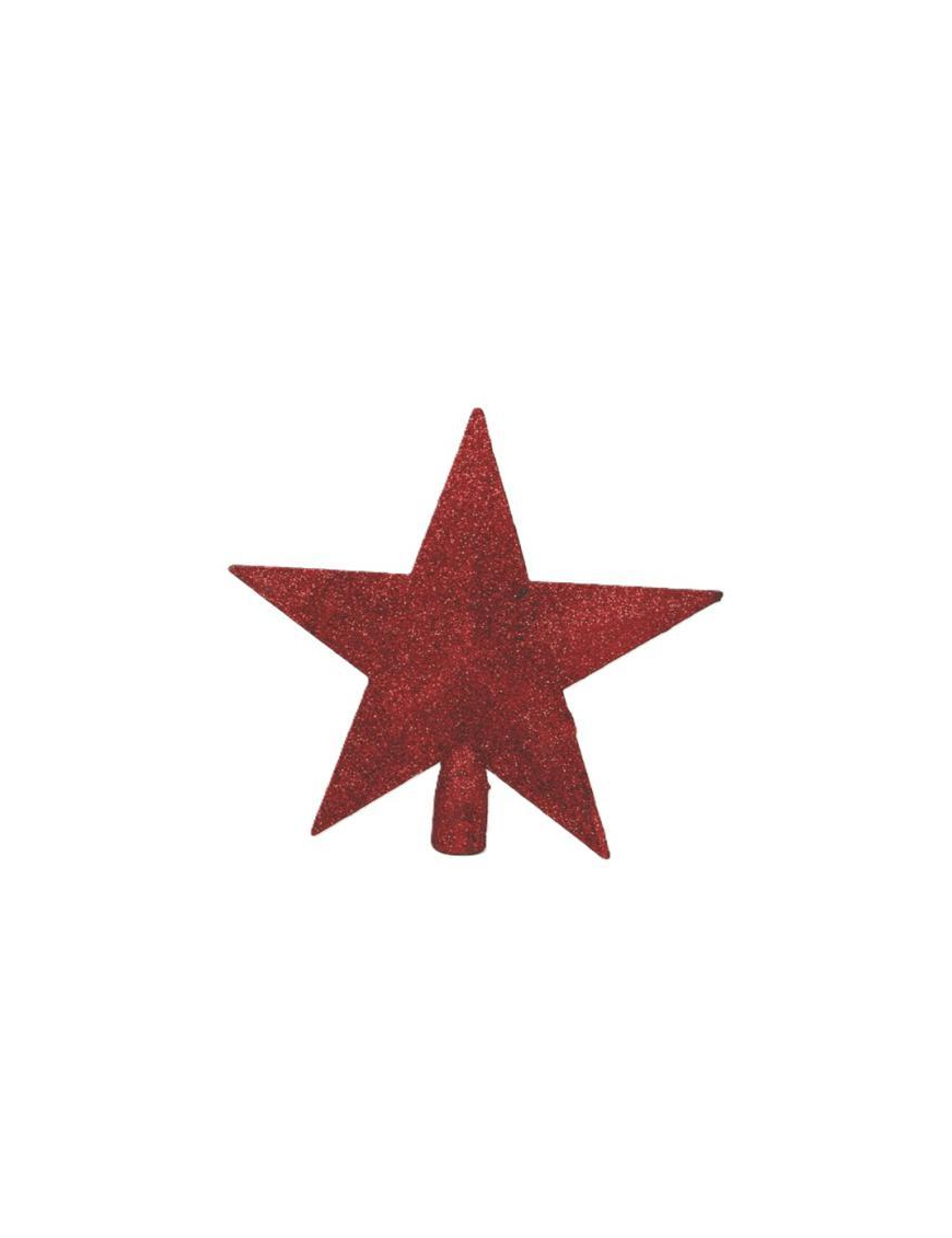 PUNTALE GLITTERATO STELLA ROSSO 20cm