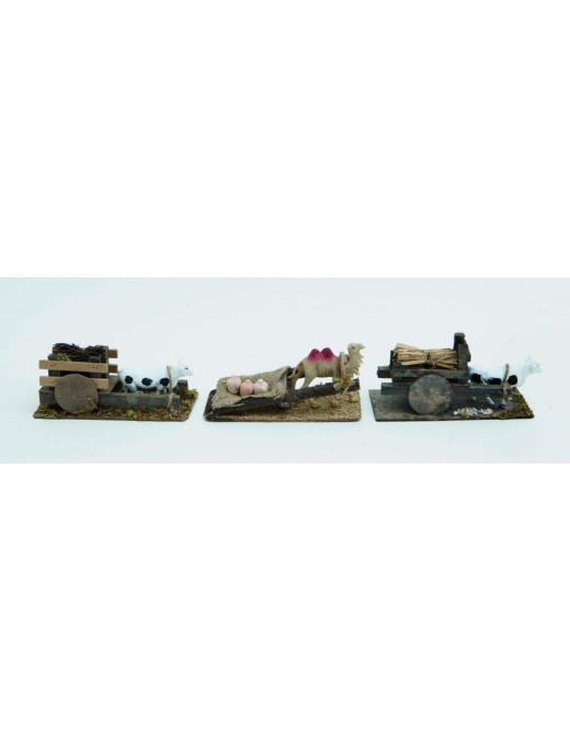 SCENA DA PRESEPE  18x8x8h ANIMALE CON CARRO MODELLI ASSORTITI