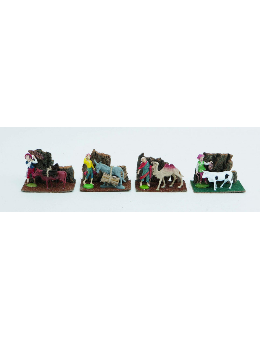 SCENA DA PRESEPE  14x8x9h PASTORE CON ANIMALE MODELLI ASSORTITI