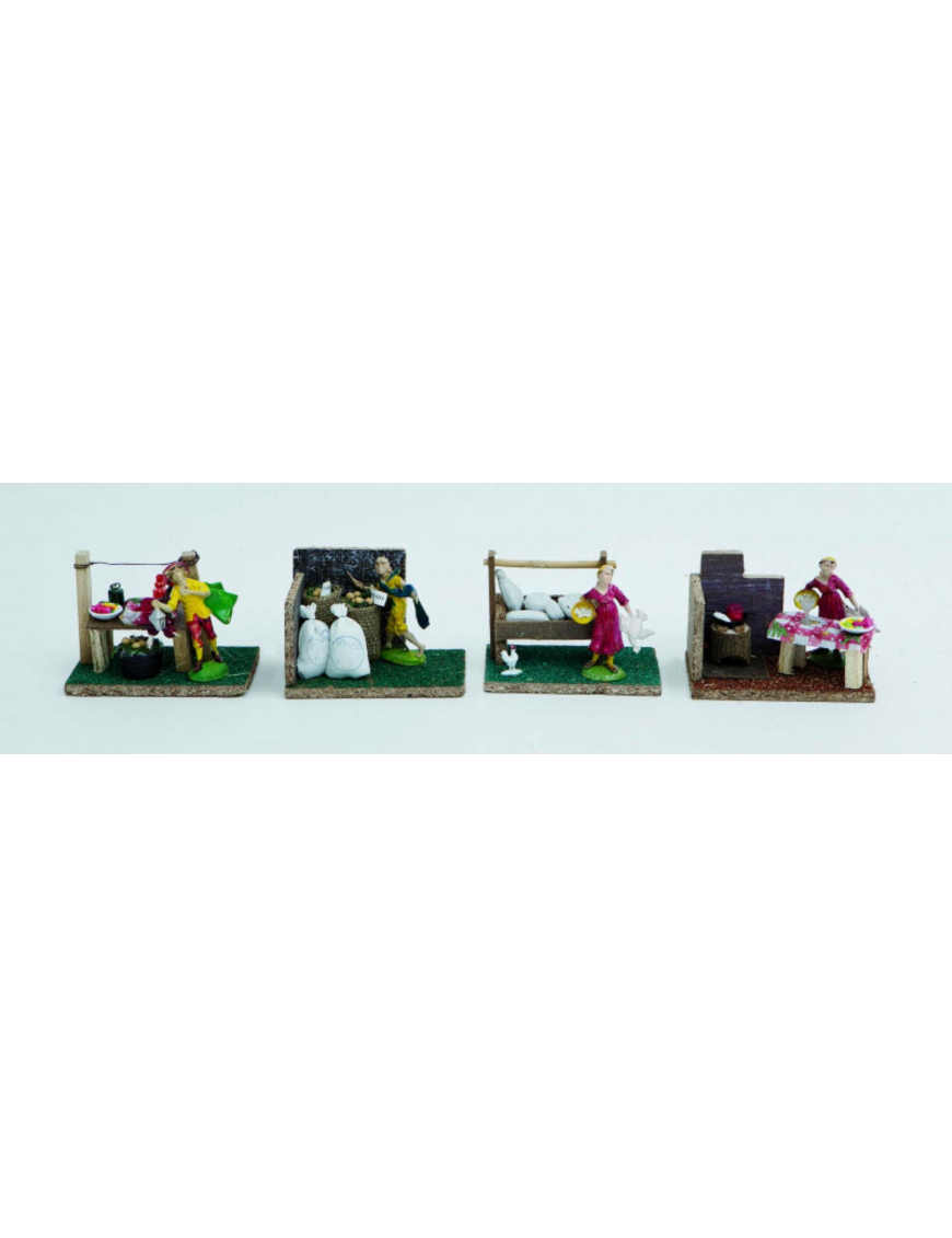 SCENA DA PRESEPE  14x8x10h BANCO MERCATO CON PASTORE