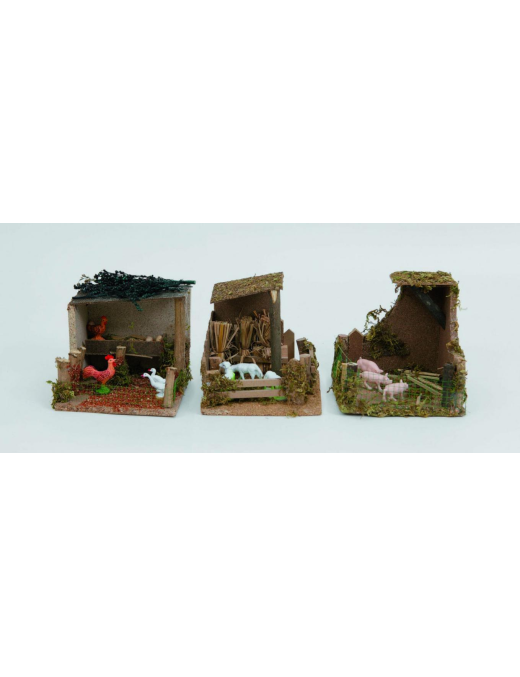 SCENE 14x15x13h STABLE WITH ASSORTED ANIMALS