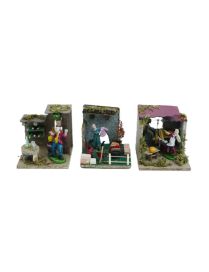 SCENA DA PRESEPE  14x15x14 PORTICATO CON MESTIERE MODELLI ASSORTITI