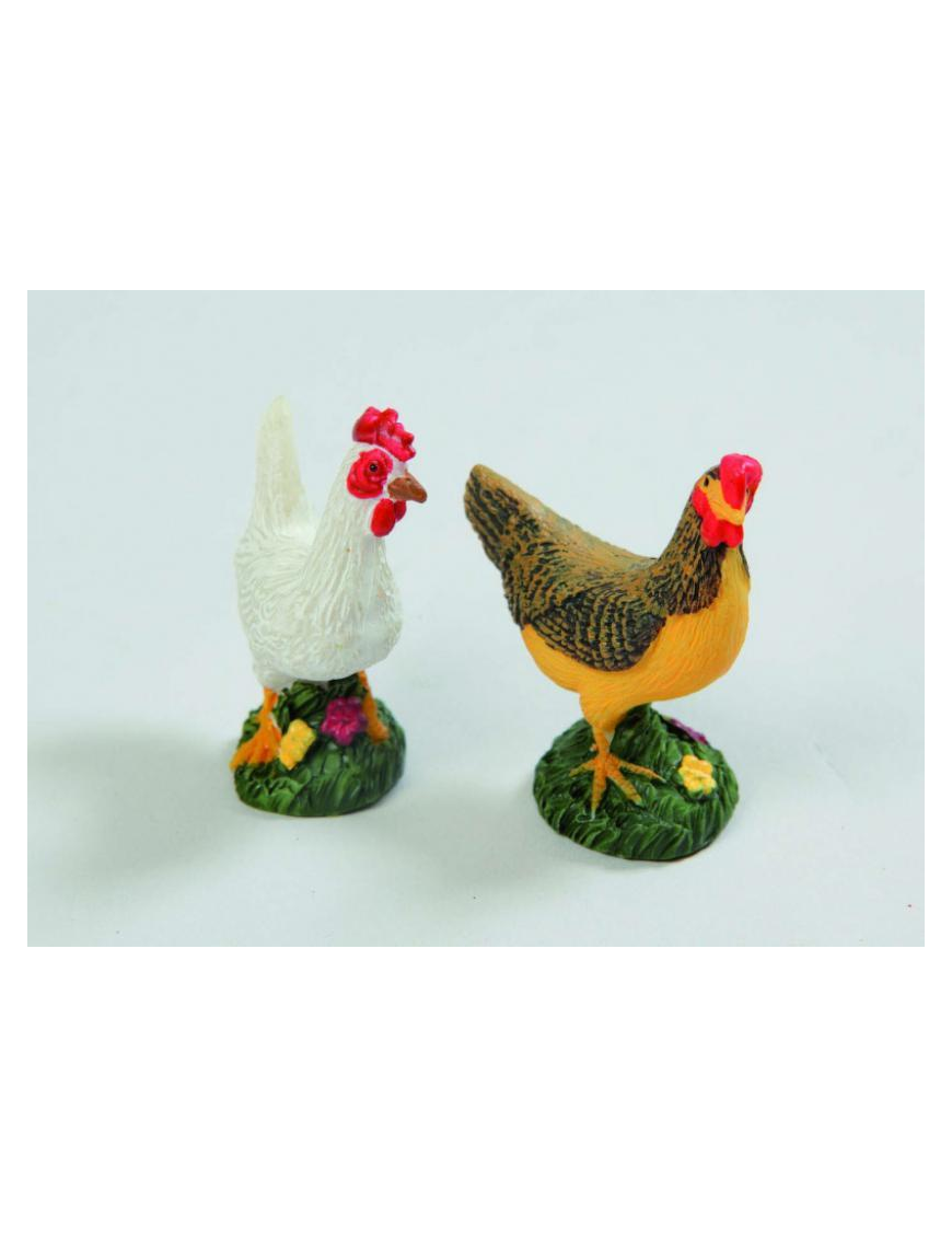 ANIMALI GALLO/GALLINA 5cm RESINA