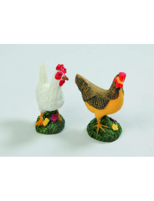 ANIMALI GALLO/GALLINA 5cm RESINA