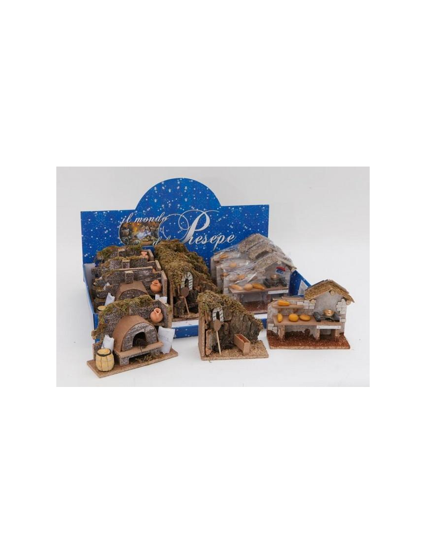 SCENA DA PRESEPE  20x8x15cm FORNO/CUCINA MODELLO ASSORTITO