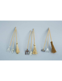 ACCESSORI PRESEPE SCOPA/PALA/FORCA/RASTRELLO 16cm 3pezzi