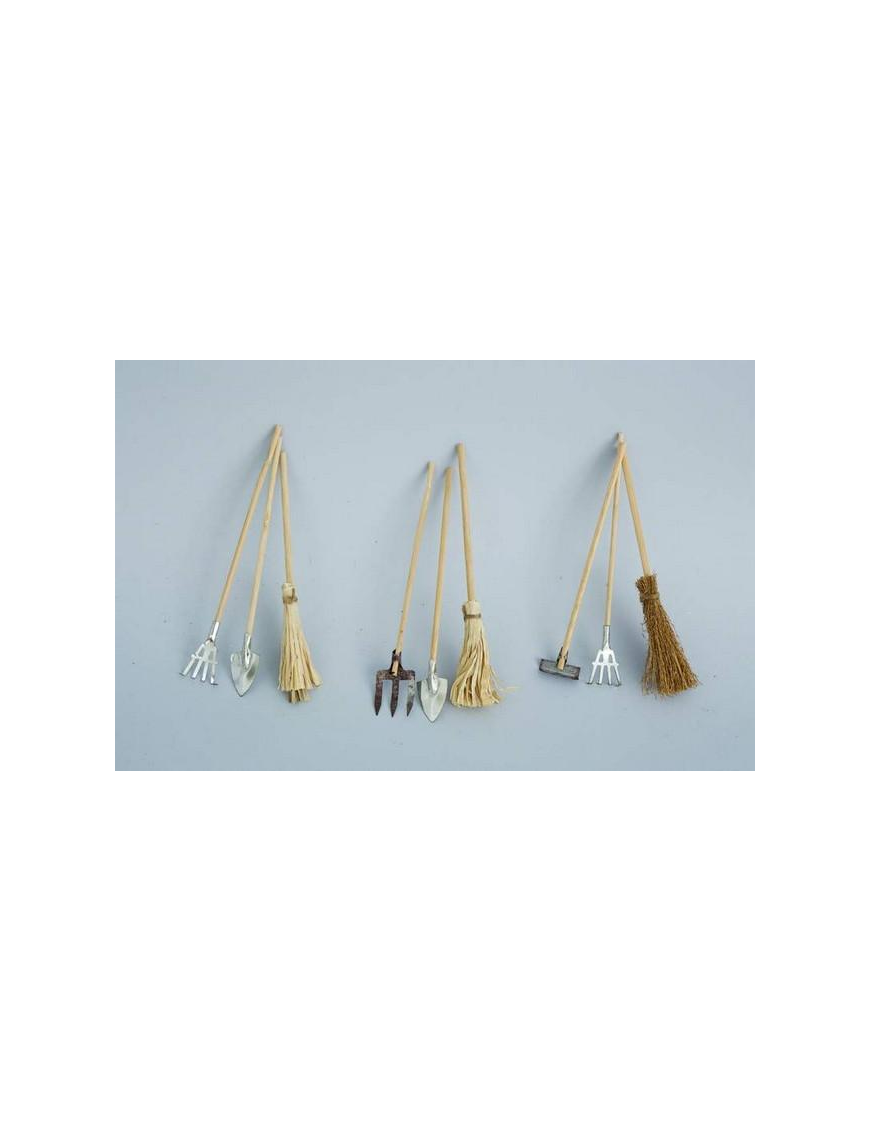 ACCESSORI PRESEPE SCOPA/PALA/FORCA/RASTRELLO 16cm 3pezzi