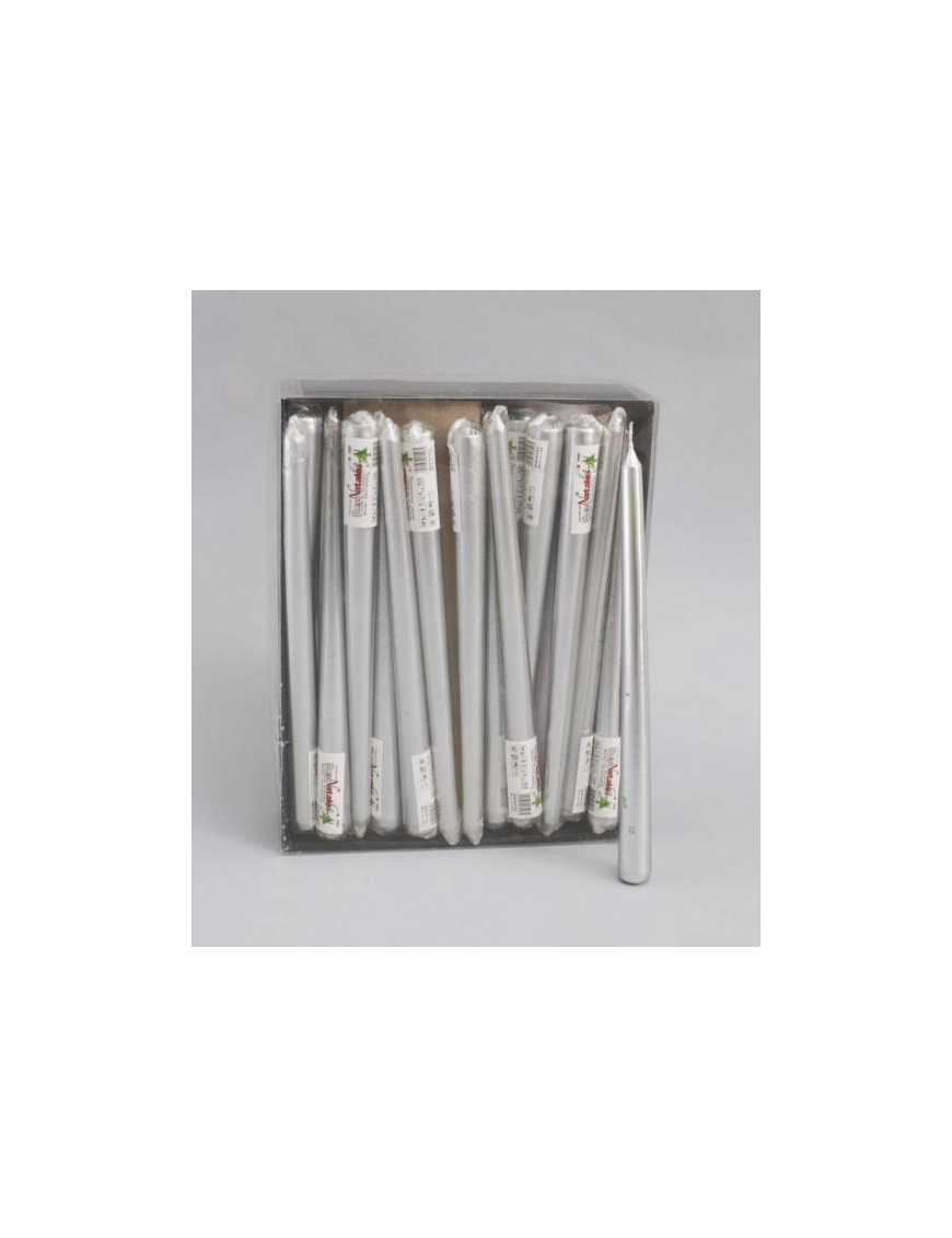 SMOOTH SILVER CANDLE 25cm
