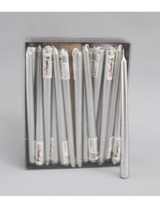 SMOOTH SILVER CANDLE 25cm