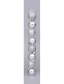 SILVER PVC BALLS 40mm 8pcs METALLIC/GLITTERY