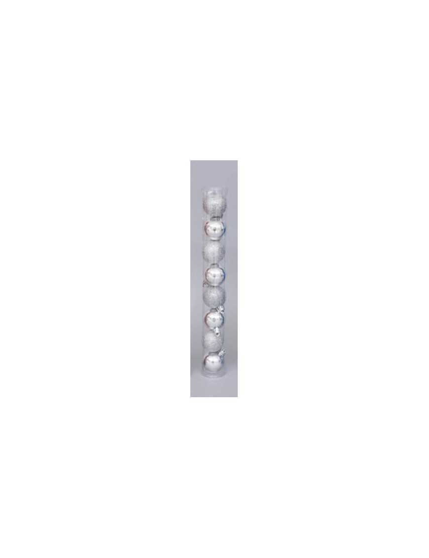SILVER PVC BALLS 40mm 8pcs METALLIC/GLITTERY