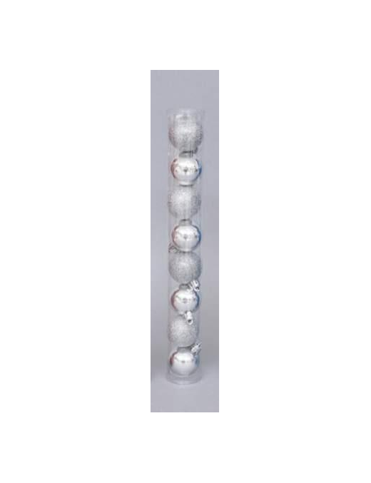 SILVER PVC BALLS 40mm 8pcs METALLIC/GLITTERY