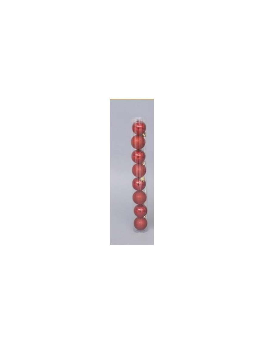RED PVC SPHERES 40mm 8pcs METALLIC/GLITTERY