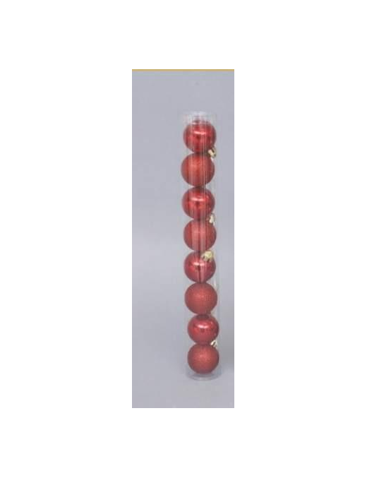 SFERE PVC ROSSE 40mm 8pz METALLIZZATO/GLITTERATO